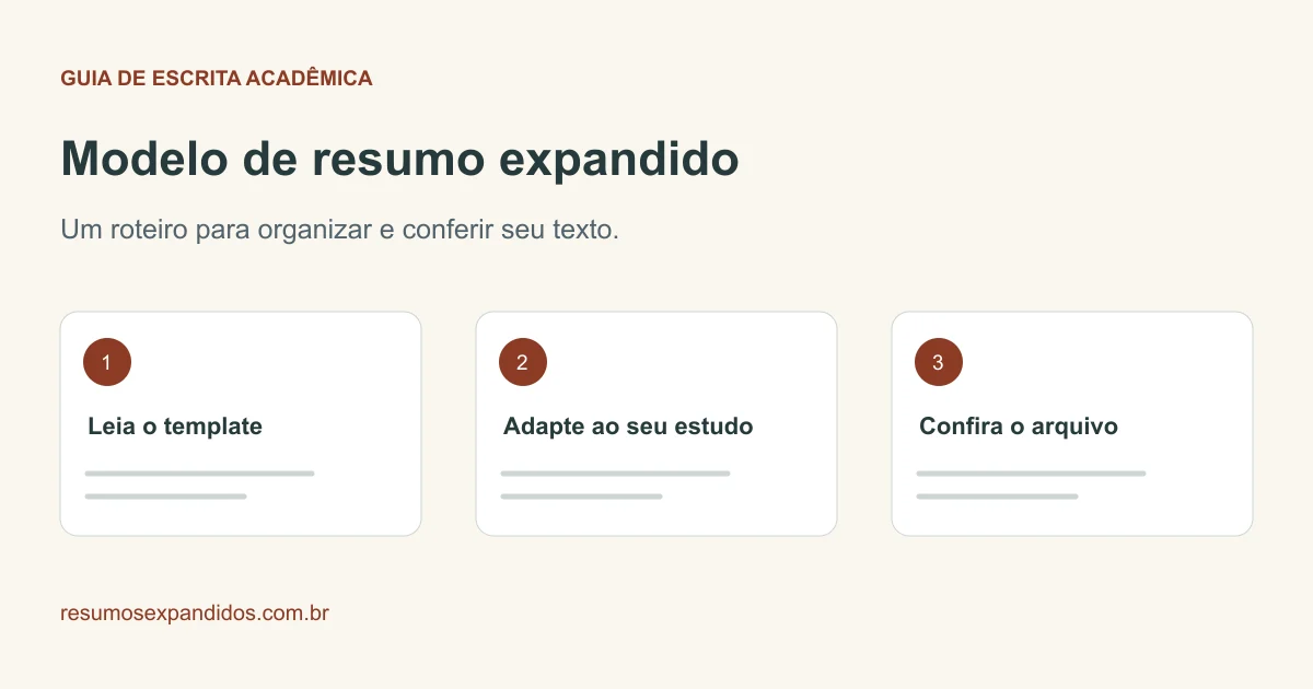 Roteiro visual: Leia o template, Adapte ao seu estudo, Confira o arquivo